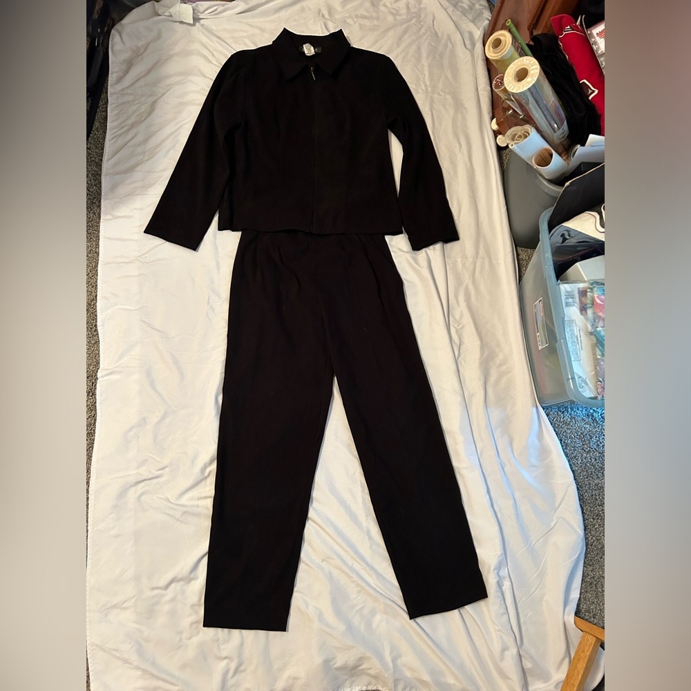 Vintage Briggs Petite Black Jacket and Pants Set Size 6P